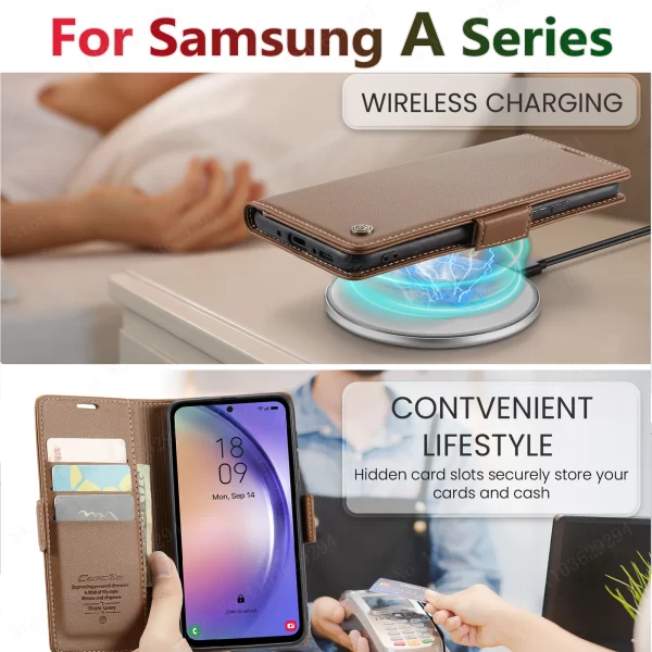 Luxury Leather Wallet Case for Samsung Galaxy A16 5G - Image 5
