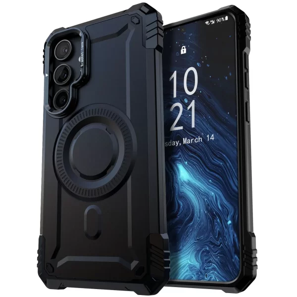 For Samsung Galaxy S25+ S25 Plus S25 5G Lens Stand Case Hybrid Shockproof Rugged Heavy Duty Phone Magnetic Cover Black - Image 3